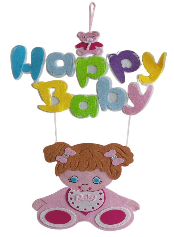 Gold Leaf Happy Baby Girl Decorations - Pink Welcome Happy Baby Banner for Baby Shower, Home Reception, and Kids' Birthday Decoration (Girl) - Image 1